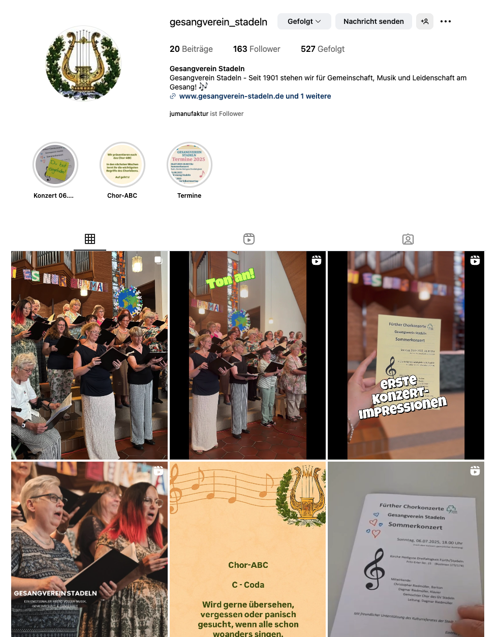 Der Gesangverein Stadeln auf Instagram