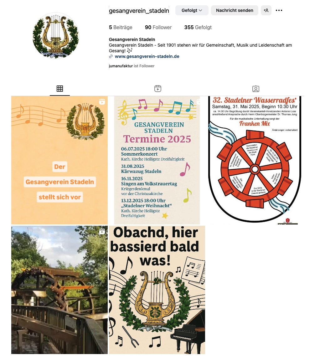 Der Gesangverein Stadeln auf Instagram